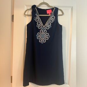 Lilly Pulitzer PENELOPE SHIFT DRESS True Navy Embroidered